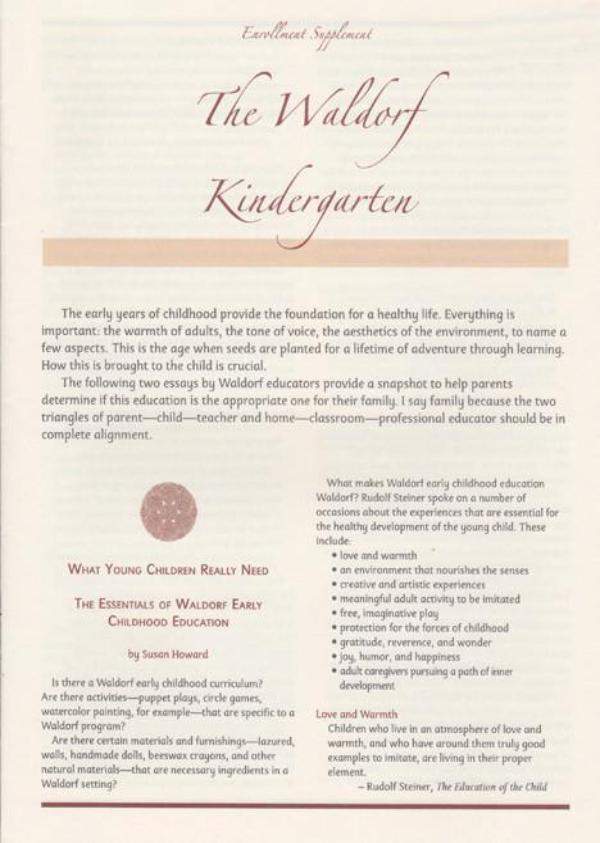 The Waldorf Kindergarten: single copy | Waldorf Publications